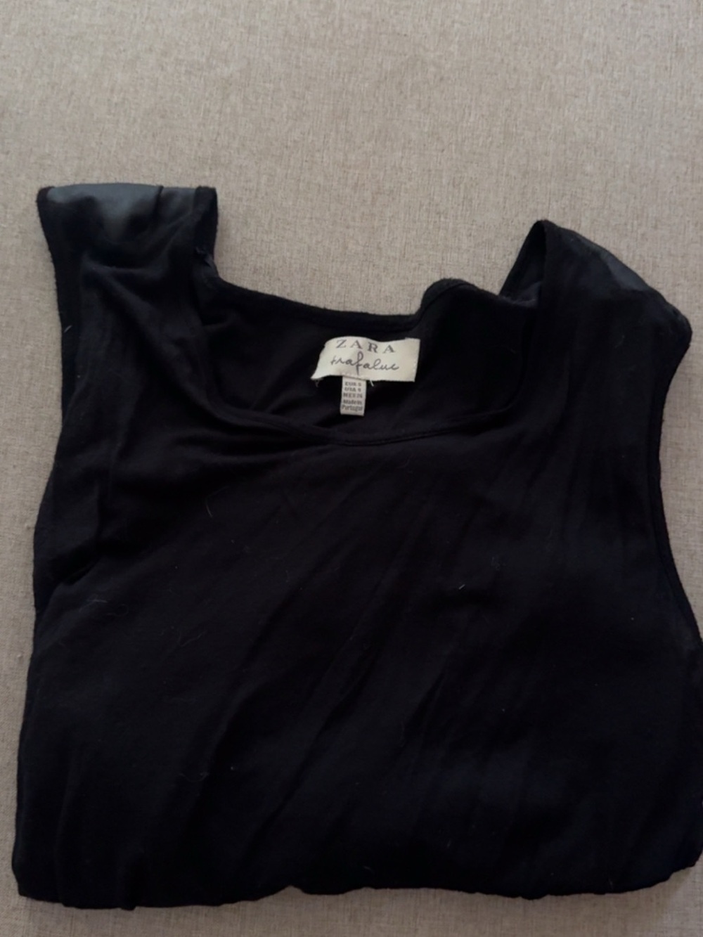 ZARA Black Wide-Strap Scoop Tank Top